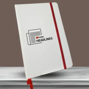 Caderno Personalizado com logotipo de marca empresarial. Opção de brindes para empresa.