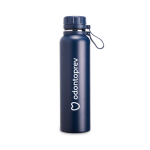 Garrafa Térmica Personalizada com gravação de logotipo de marca empresarial. Brinde personalizado criativo.