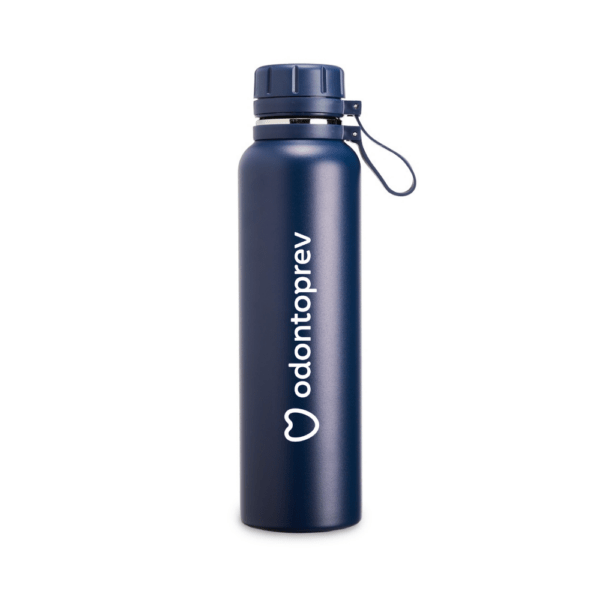 Garrafa Térmica Personalizada com gravação de logotipo de marca empresarial. Brinde personalizado criativo.