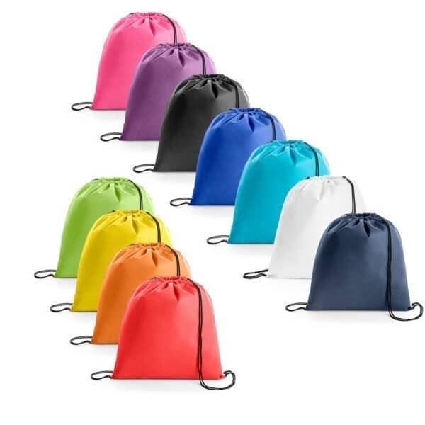 Mochila Saco Personalizada com logotipo de marca empresarial. Opção de brinde personalizado para empresas.