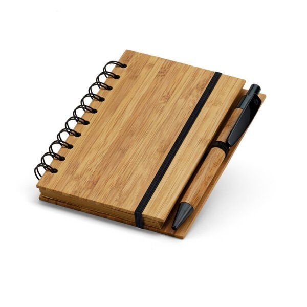 (14x9 cm) | Caderno Ecológico Personalizado A6 com capa dura em bambu | COM PAUTA - HUBSP-93486 - Image 3