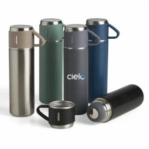 Garrafa Térmica Personalizada com gravação de logotipo de marca empresarial. Brinde personalizado refinado.