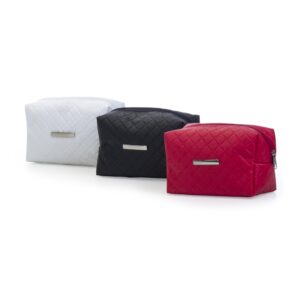 Necessaire Personalizada com gravação de logotipo de marca corporativa. Brinde personalizado sofisticado.