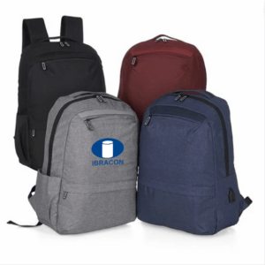 Mochila Personalizada com logotipo de marca empresarial. Opção de brinde personalizado para empresas.