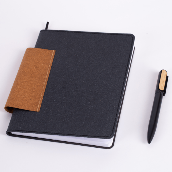 (21x14 cm) | Caderno Ecológico Personalizado de anotações em couro - COM PAUTA - HUBAS-CAD400 - Image 6