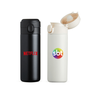Garrafa Térmica Personalizada com logotipo de marca corporativa. Excelente brinde para empresas.