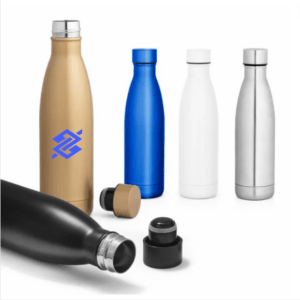 Garrafa Térmica Personalizada com gravação de logotipo de marca empresarial. Brinde corporativo eficiente.