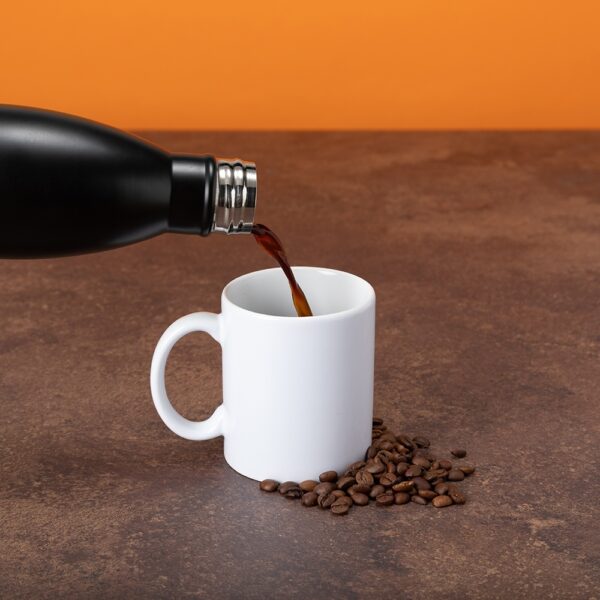 Garrafa Térmica Personalizada com personalização de logotipo de marca empresarial. Brinde personalizado sofisticado.