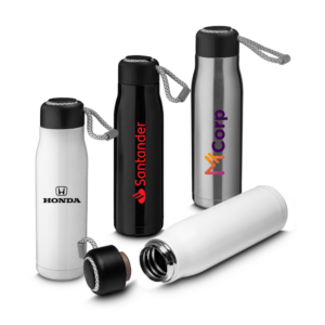 Garrafa Térmica Personalizada com logotipo de marca empresarial. Brinde personalizado sofisticado.
