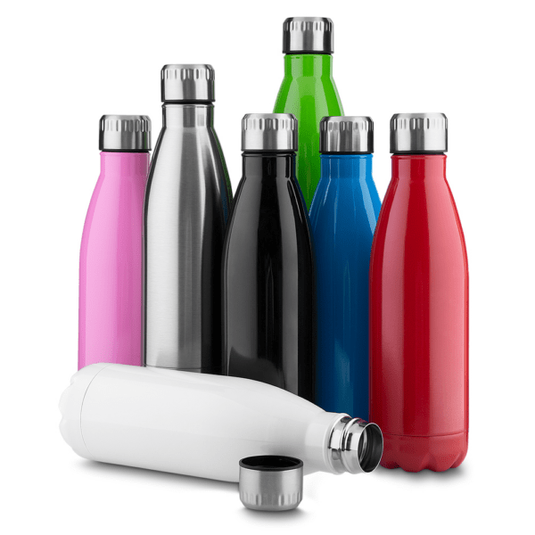 Garrafa Térmica Personalizada com gravação de logotipo de marca empresarial. Brinde personalizado sofisticado.