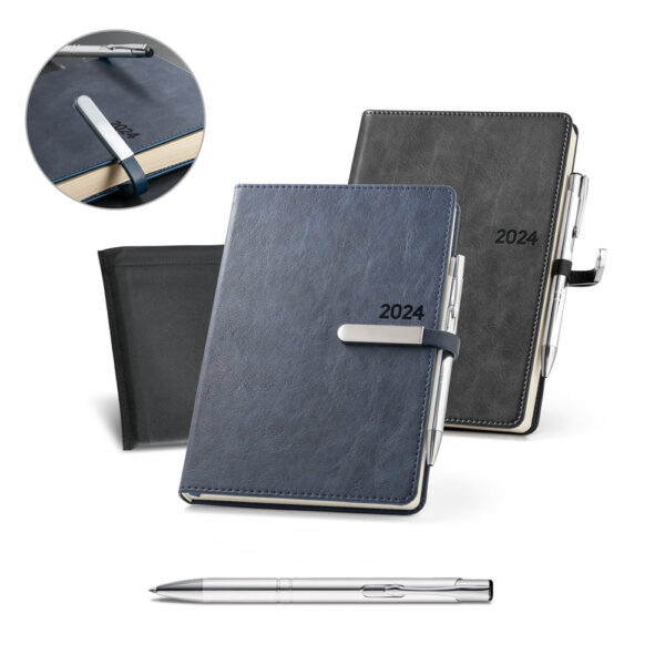 (21x14 cm) | Agenda Personalizada 2024 A5 em couro sintético - HUBSP-66122