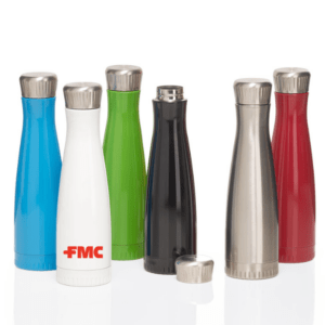 Garrafa Térmica Personalizada com personalização de logotipo de marca empresarial. Brinde corporativo luxuoso.