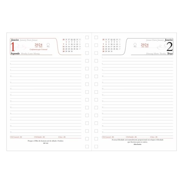 (20x16 cm) | Agenda Personalizada Diária 2024 Wire-o - HUBZB-14627 - Image 6