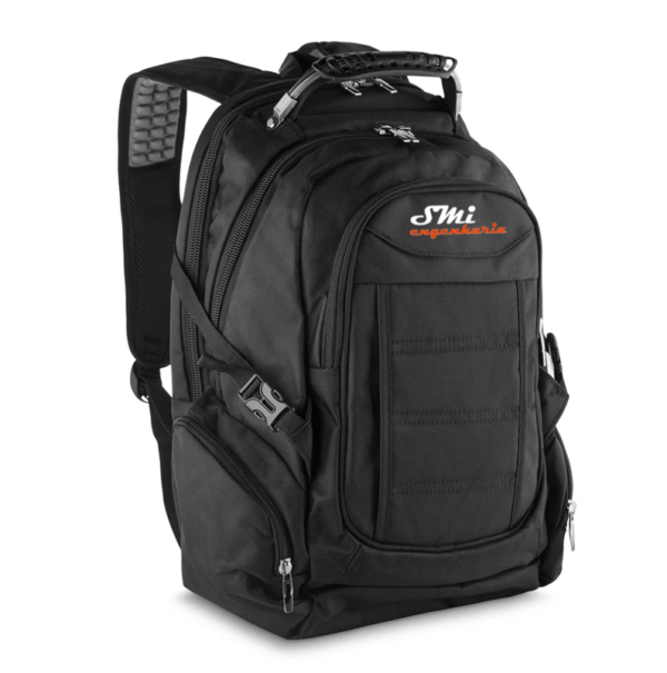 Mochila Personalizada com gravação de marca empresarial. Tipo de brindes para empresa.