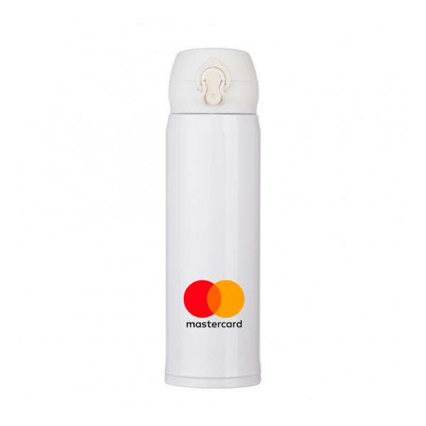 Garrafa Térmica Personalizada com logotipo de marca corporativa. Brinde corporativo elegante.