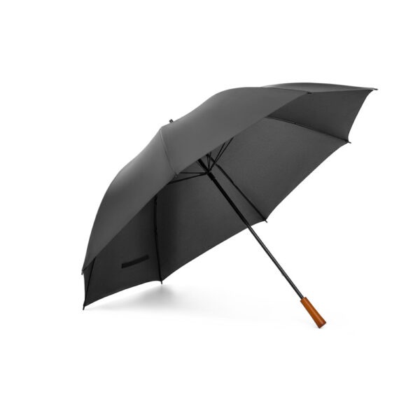 Guarda Chuva Personalizado com gravação de logotipo de marca corporativa. Brinde personalizado refinado.