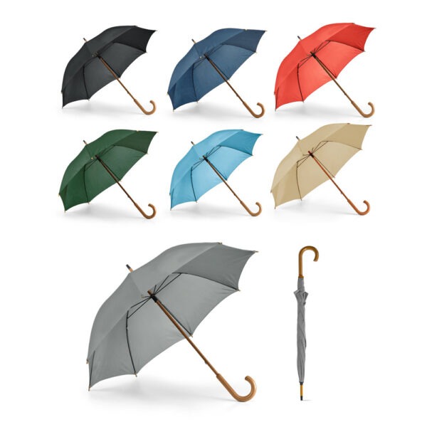 Guarda Chuva Personalizado com personalização de logotipo de marca empresarial. Brinde corporativo especial.