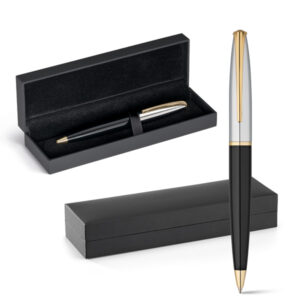 Caneta Personalizada com gravação de logotipo de marca corporativa. Brinde personalizado refinado.