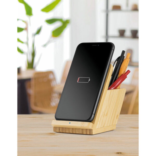 Carregador Portátil Personalizado Wireless em bambu - HUBSP-57940