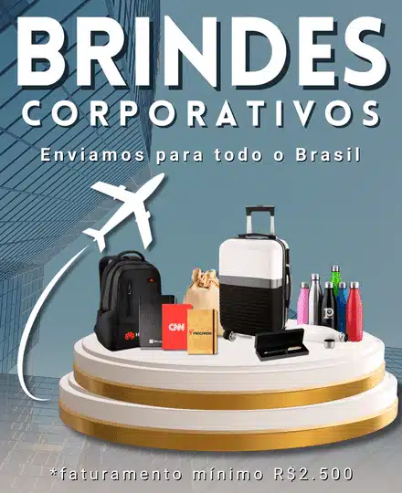 Brindes Corporativos dentro de um banner principal da Huble. Várias Categorias de Brindes Personalizados.