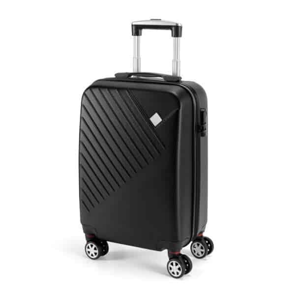 Mala de viagem personalizada com logotipo, elegante para brindes empresariais.
